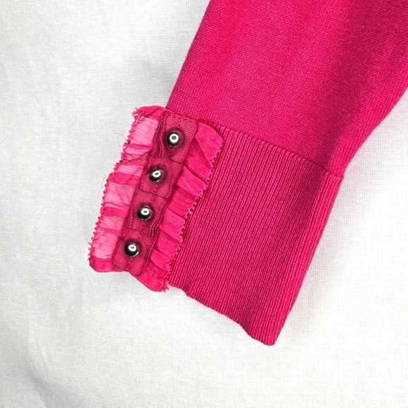 White House/Black Market Cardigan Sweater, Hot Pink, Medium. - Picture 8 of 12